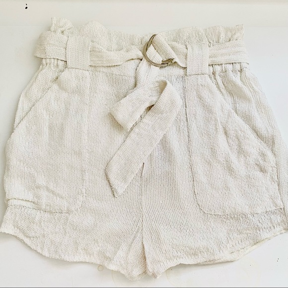 IRO Inaro "Paperbag" Belted White Sequin Shorts - Picture 7 of 11